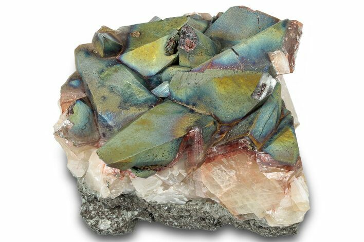 Iridescent Scalenohedral Calcite Crystal Cluster - Moldova #301461